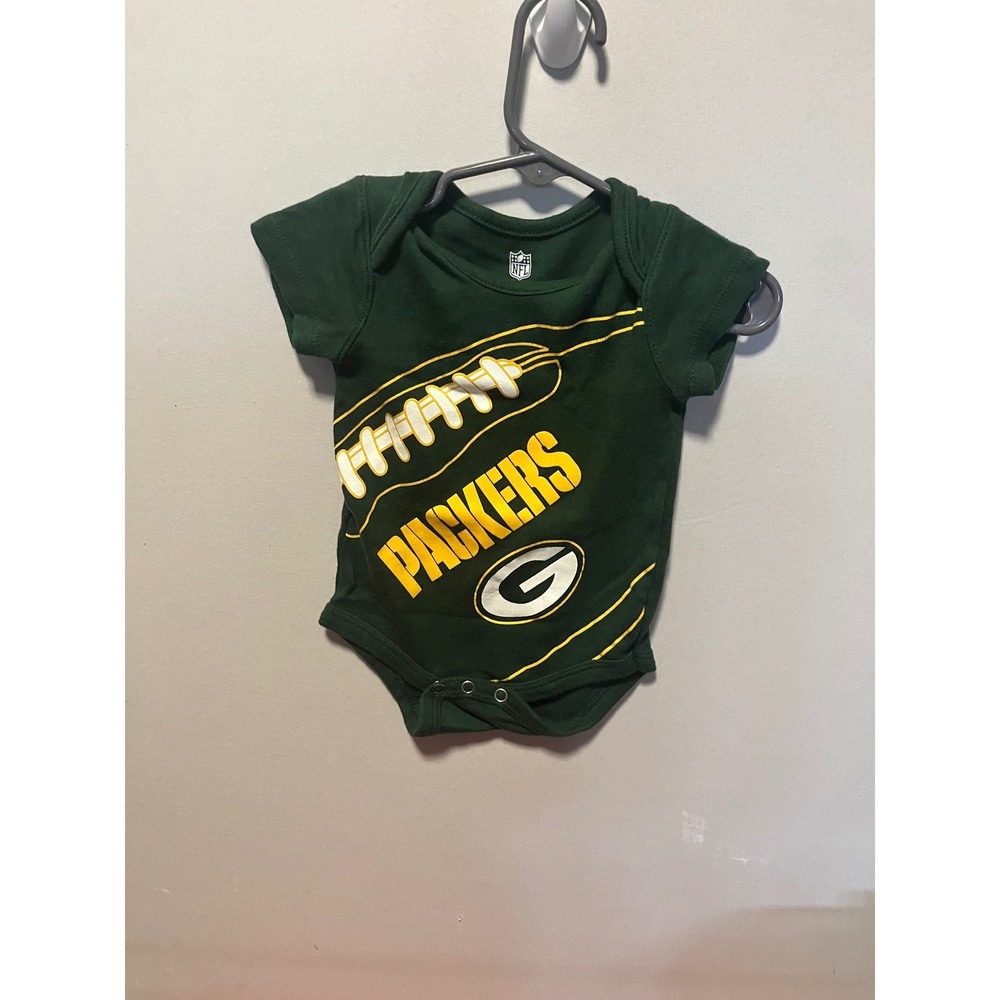 NFL Green Bay Packers Baby Bodysuit 0-3 Months Green Football Graphic Cotton